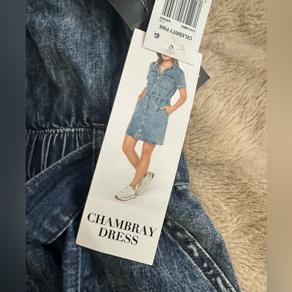 Denim, chambray button up, tie waist dress XS, nwt - Picture 4 of 6